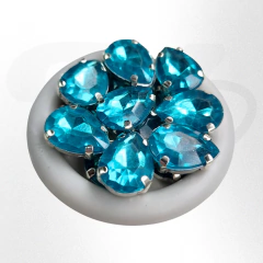 Gemas gota brillosas con base 10mmx14mm x 25 u. Calidad para soldar y pegar - Mundo Vas Min