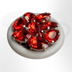 Gemas gota brillosas con base 10mmx14mm x 25 u. Calidad para soldar y pegar - tienda online