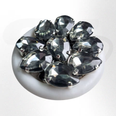 Gemas gota brillosas con base 10mmx14mm x 25 u. Calidad para soldar y pegar