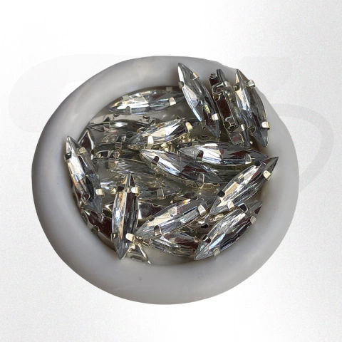 Gema navette brillosa con base navette 4mmx15mm x 25 unidades