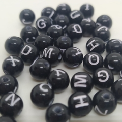 Letritas infantiles redonda 8mm negra letra blanca x 25grs
