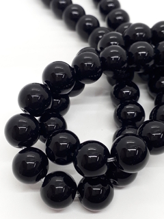 Tira de piedra bolita onix brillante negro 4mm