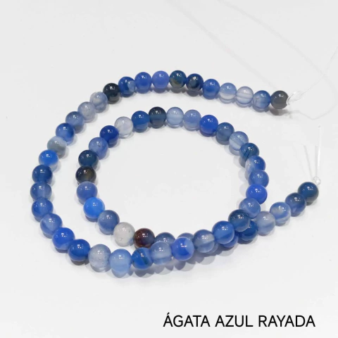 TIRA DE PIEDRA AGATA AZUL RAYADA 6 MM - comprar online