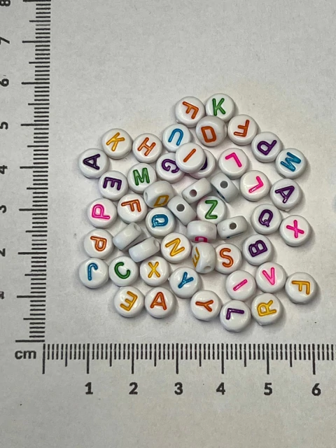 Acrilicos infantiles pastillas blancas letras multicolor x 25grs