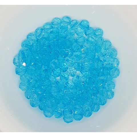 Conta Sextavada Acrílica 8mm Azul Turquesa 100 Und