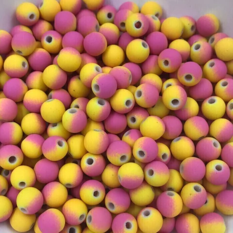 Bola Emborrachada Tie Dye PVC 8mm Amarelo/Rosa