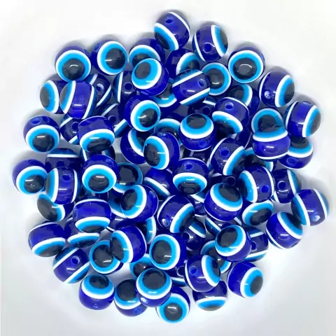 Conta Bola Olho Grego Azul 10mm Com 20 Unidades