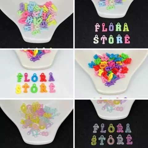 Pingente Letras em Acrílico 10x14mm Com 100 Unidades