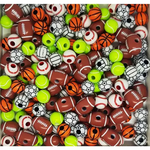 Entremeio Modelo Bolas Esportivas Em Acrílico Com 12 Unidades - Bijuteria Diy