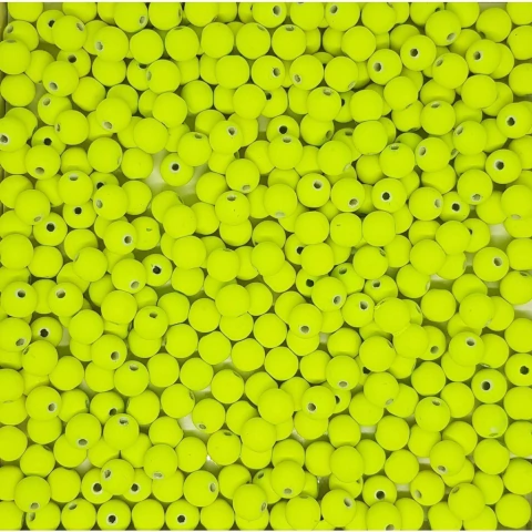 Bola Emborrachada Lisa PVC 8mm Amarelo Neon 100Und