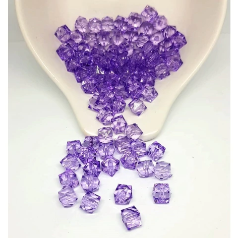 Conta Quadrada Acrílica 10mm Violeta 50 Und