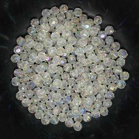 Conta Sextavada em Acrílico Cristal Irisada 6mm Com Furo Com 400 Unidades