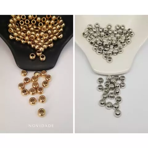 Entremeio Redondo em ABS Vazado 8mm Com 50 Unidades