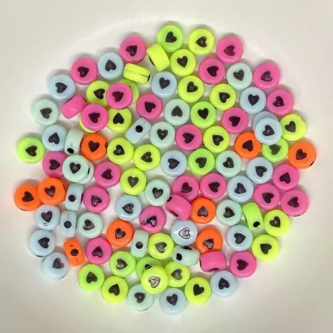 Entremeio Redondo 7mm Colorido Neon Com 100 Unidades - Bijuteria e Artesanatos