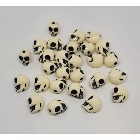 Entremeio Caveira em Acrílico Com Furo Passante 13x10mm Com 24 Unidades - Bijuteria