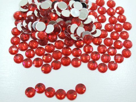 Chaton Redondo Facetado 10mm Vermelho 100 Und