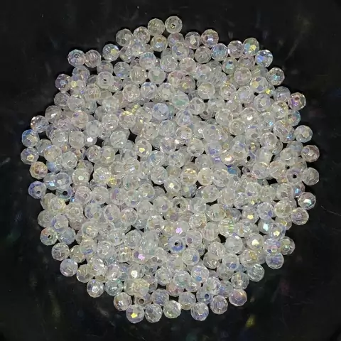 Miçanga Com Furo Sextavada Acrílica Irisada 5mm Com 20 Gramas - Bijuteria