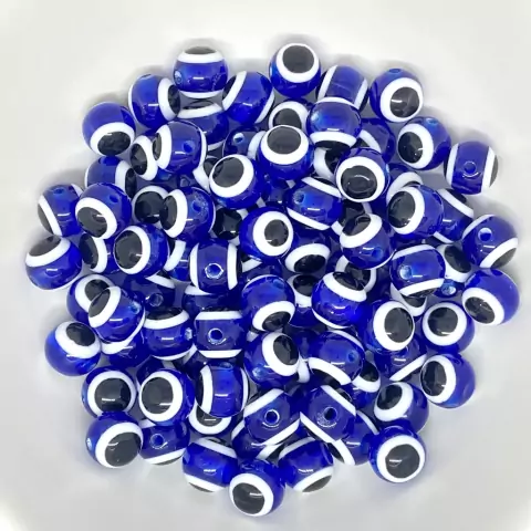 Contas de Miçangas Olho Grego 10mm Com Furo Passante Com 20 Unidades