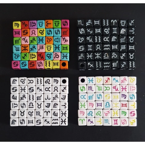 Entremeio Quadrado Signos Coloridos - 7mm Com 50 Unidades