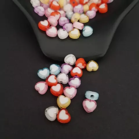 Entremeio Coração Em Acrílico Tamanho 4x8mm Com 50 Unidades - Bijuterias