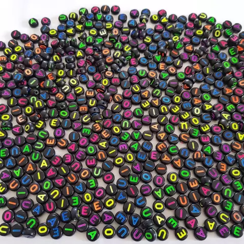 Entremeio Redondo Com Letras Vogais 7mm Com 50 Unidades