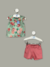 Conjunto Bata Florida e Short Rosa Milon