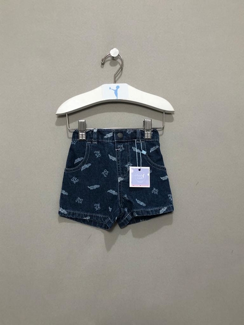 Short Jeans Estampa Jacaré Infantil