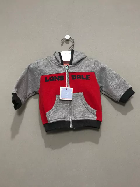 Moletom Cinza e Vermelho C/Capuz Lonsdale Bebê