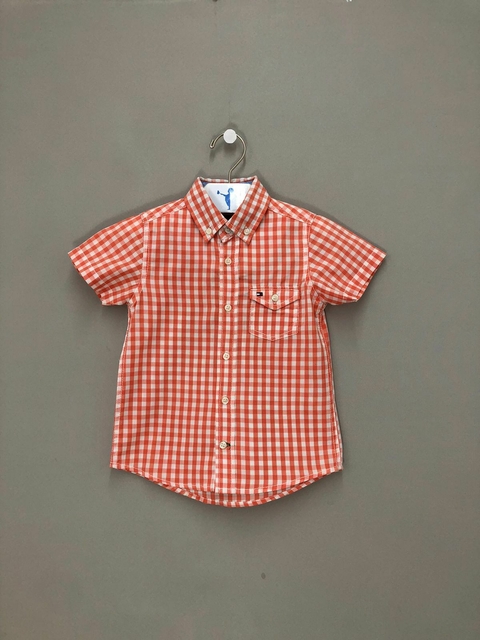 Camisa Xadrez Laranja Tommy Hilfiger Infantil