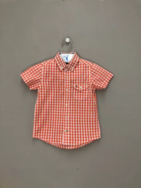 Camisa Xadrez Laranja Tommy Hilfiger Infantil