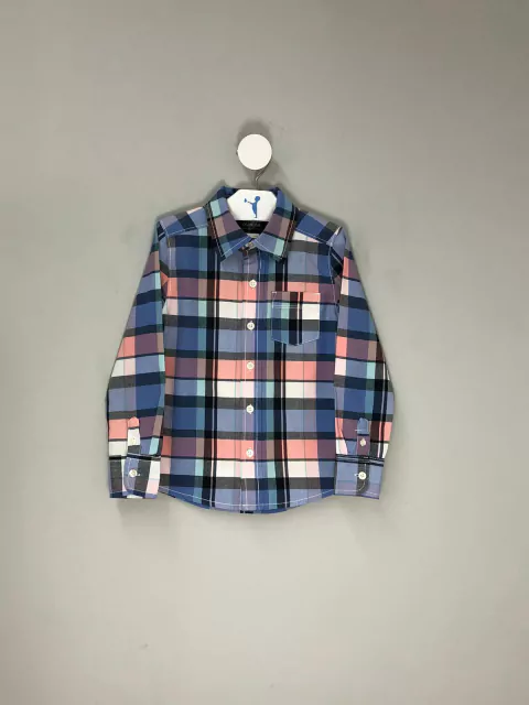 Camisa Social Infantil Xadrez Azul Oshkosh