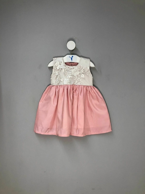 Vestido Festa Infantil Branco e Rosa