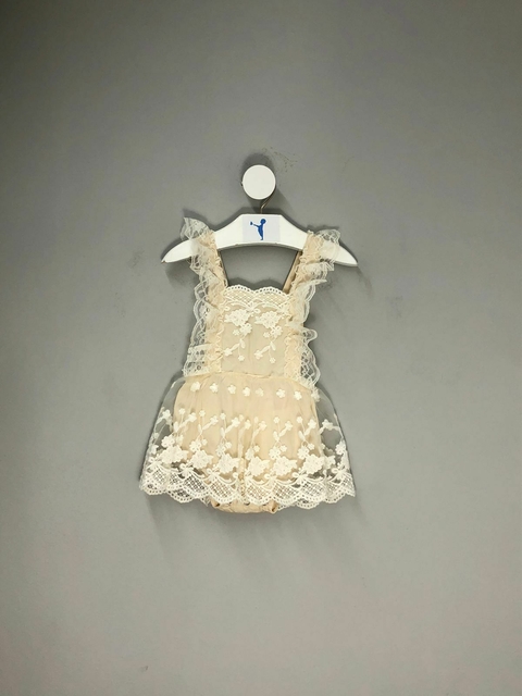 Romper Vestido Renda Bege Baby Chothes