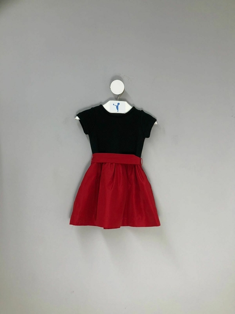 Vestido Infantil Preto e Vermelho Ralph Lauren