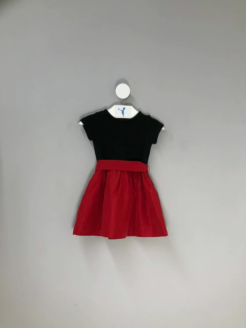 Vestido Infantil Preto e Vermelho Ralph Lauren