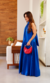 Vestido Longo Gola Alta - Cor Azul - loja online