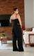 Calça Pantalona Vitória - Risca de Giz Preto - comprar online