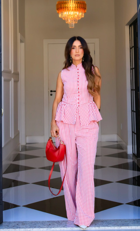 Conjunto Luna Xadrez Vichy Vermelho - comprar online