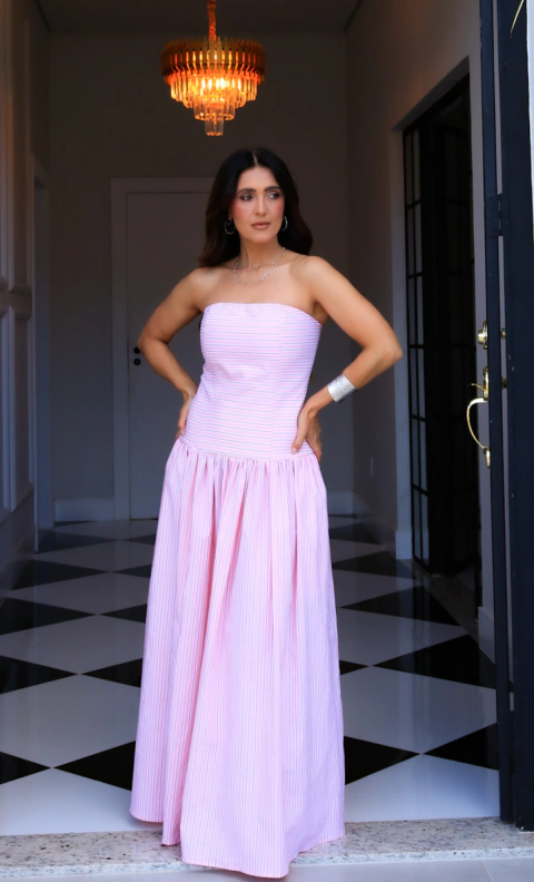 Vestido Tomara que Caia Julieta - listra Rosa - comprar online