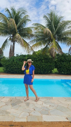 Conjunto Cropped Camisa - Azul - loja online