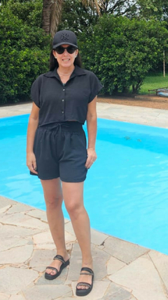 Conjunto Cropped Camisa - Preto