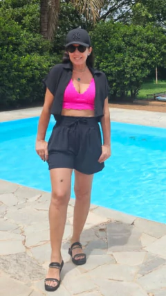 Conjunto Cropped Camisa - Preto - comprar online