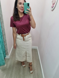 Saia em Linho - Varal da Cris Moda Feminina 