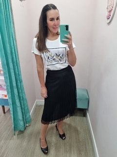 Saia Plissada em Tule