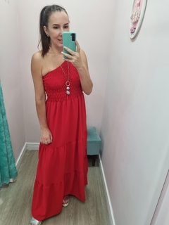 Vestido Nula Manga Lastex Vermelho - Varal da Cris Moda Feminina 