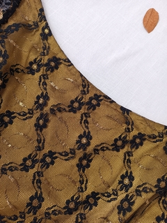 Vestido curto de renda e cetim preto e dourado - M/G - Themargare