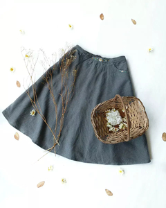 Saia midi vintage de lã bordada à mão - M