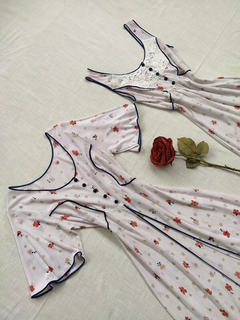 Conjunto longo Camisola + Penhoar vintage floral - M - Themargare