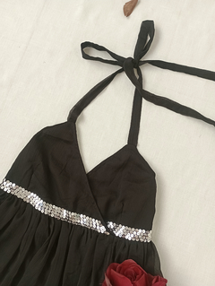 Vestido preto em voil frente única rodado - M/G - comprar online