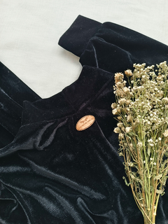 Imagem do Vestido longo de veludo gola alta preto